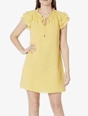 Vince Camuto Chiffon Tie Front Float with Short Ruffle Sleeve